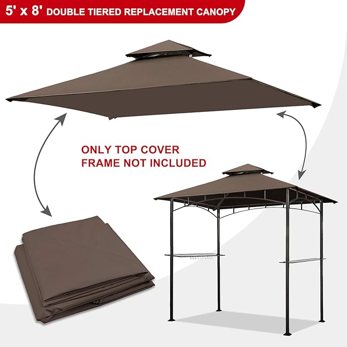 Eurmax USA High Performance Grill Gazebo Canopy Replacement Cover 5x8 - Image 2