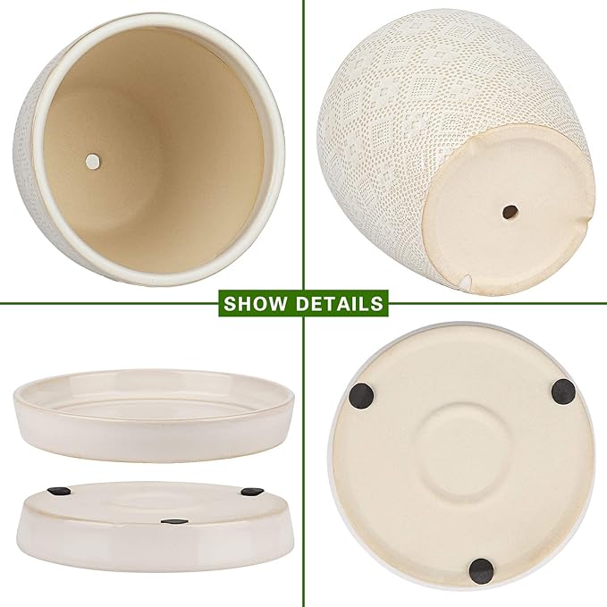 Docrin Ceramic Plant Pots Indoor, 6.6 + 5.5 Inch Planters - Image 4