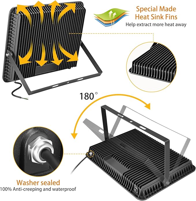 2 pack 300W LED Flood Light, Super Bright 42, 500LM 5000K Daylight IP66 - Image 5