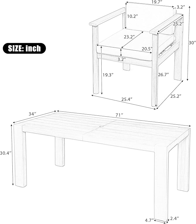 Merax 7-Piece Patio Dining Table Set, Outdoor Furniture Set - Image 15