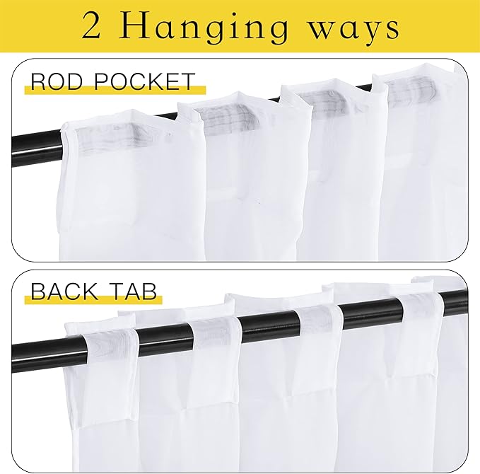 NICETOWN Outdoor Sheer White Weighted Curtains Rod Pocket Back Tab 120 inch - Image 4