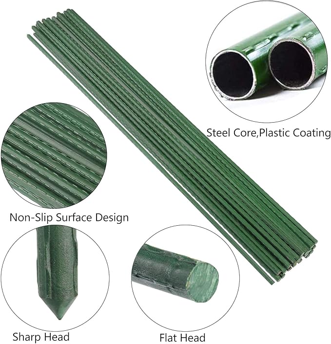 Garden Plant Stakes 36 Inch 3Ft Steel Plant Stick Support, 25 Pack Tomato Stakes - Image 6