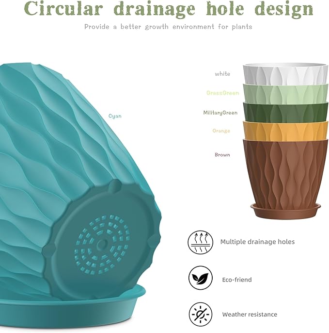 4 Inch Plant Pots, 6 Pack Indoor Flower Pots, Planters - Image 3