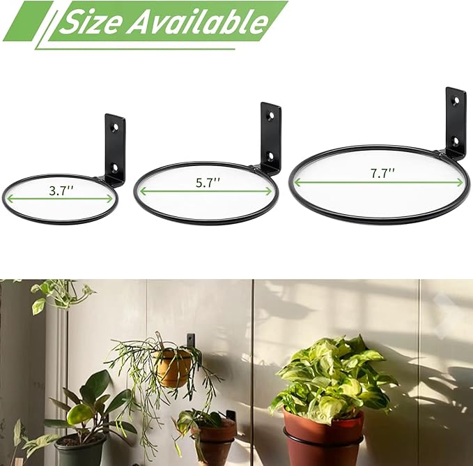 6 Pack 4 Inch Wall Flower Pot Holder Ring Plant Hanger, Metal Planter Hooks - Image 3