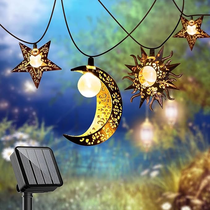 Beautyard Solar String Lights Outdoor Star Moon Sun 13Ft 153In Led Solar by Beautyard