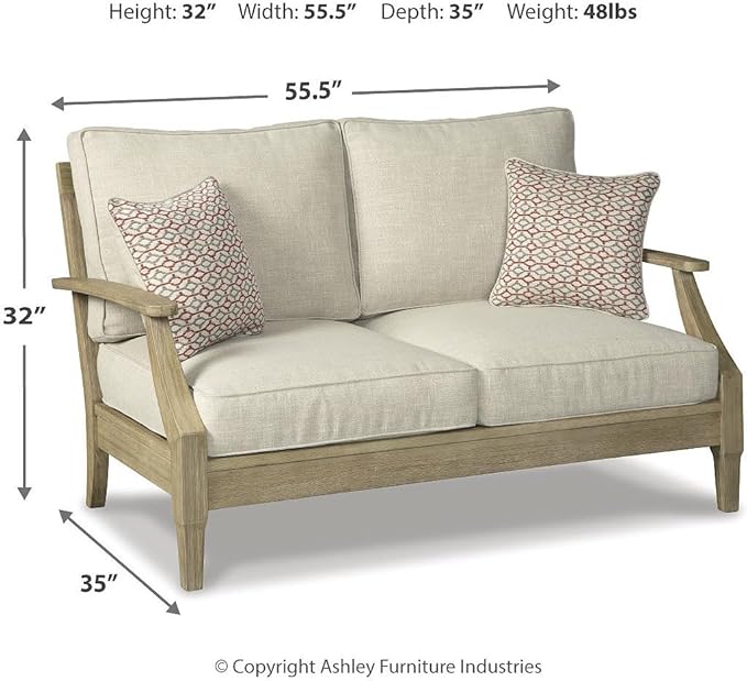 Signature Design by Ashley Clare View Coastal Outdoor Loveseat, Cushioned - Image 2
