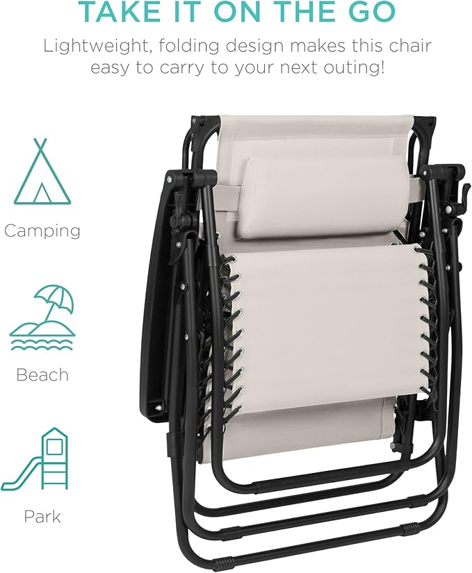 Best Choice Products 30” Wide Folding Zero Gravity Outdoor Recliner Patio - Image 9