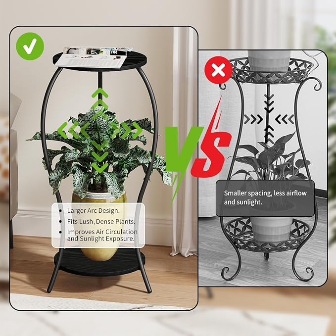 Plant Stand Indoor, 2 Tier Round Tall Plant Stand, Flower Pot Stand, Plant - Image 6
