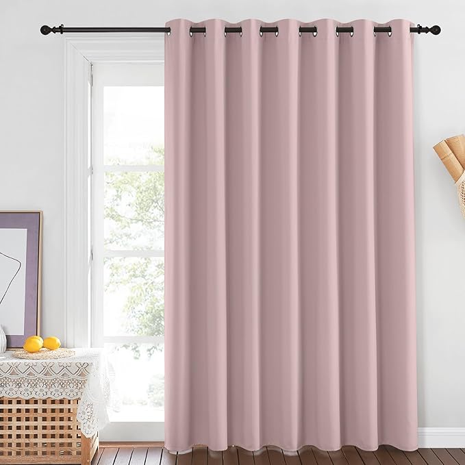NICETOWN Baby Pink Curtains for Nursery, Sliding Glass Door Grommet Thermal - Image 2