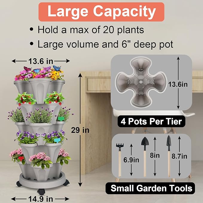 DUNCHATY Stackable Planter, Vertical Strawberry Planter - Image 3