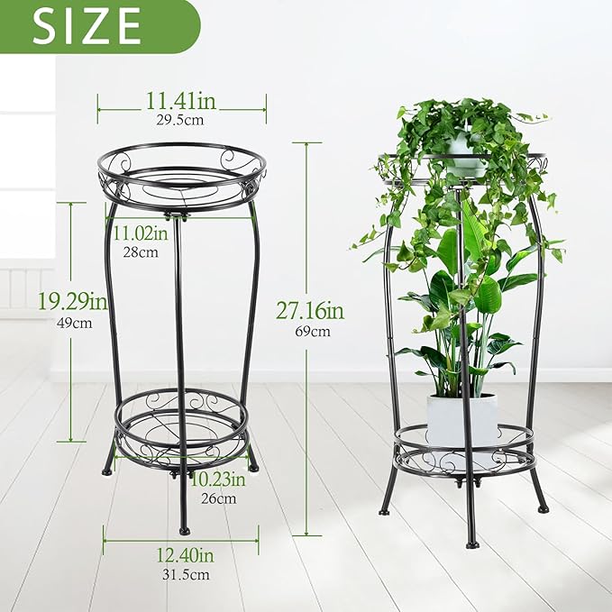 Plant Stand Indoor Outdoor，Tall Black Metal Rustproof Stable Plant Stands，2 - Image 2