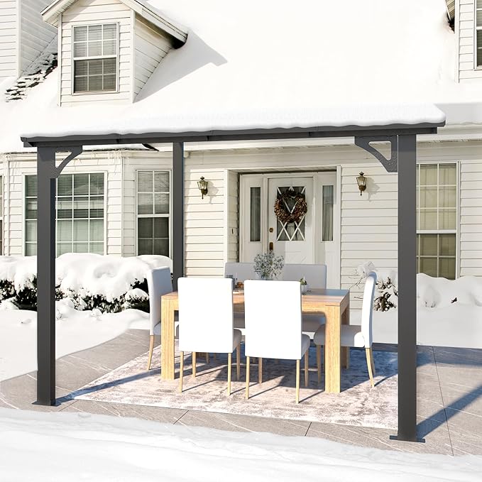 AECOJOY 8' x 8' Gazebo for Patio, Small Wall-Mounted Lean to Gazebo Pergola - Image 3