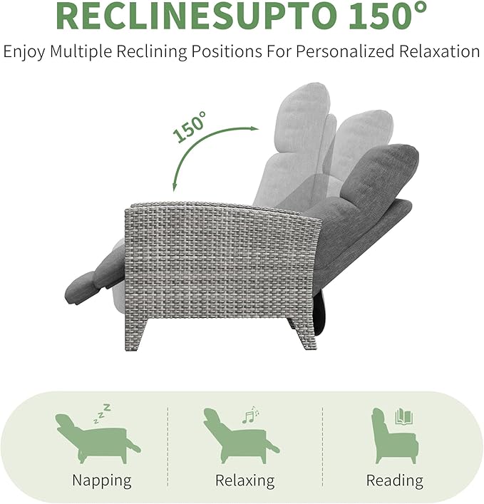 IDEALHOUSE Wicker Outdoor Recliner Reclining Patio Chairs - Image 5