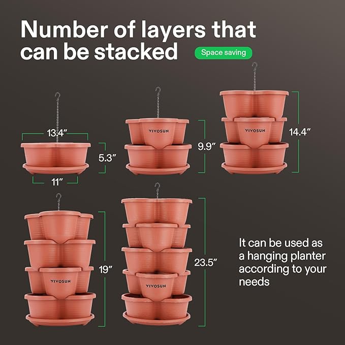 VIVOSUN 5 Tier Vertical Gardening Stackable Planter - Image 4