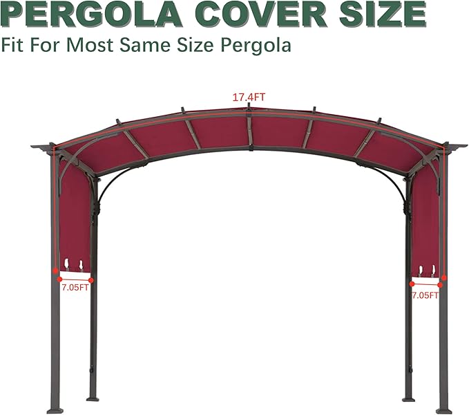 85''x 208'' Universal Doubleton Steel Pergola Replacement Cover - Image 4
