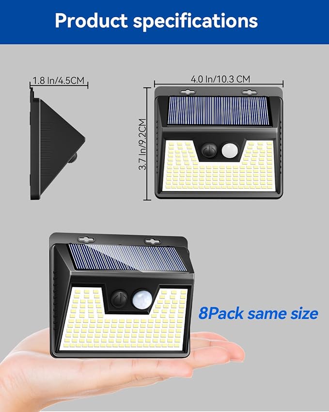 Peasur Solar Powered Lights Outdoor, 140 LED 8Pack Motion Sensor Light Outside - Image 3