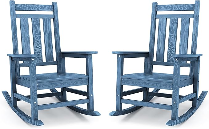 KINGYES Oversized Outdoor Rocking Chair Set of 2, All-Weather Patio Rocking by KINGYES