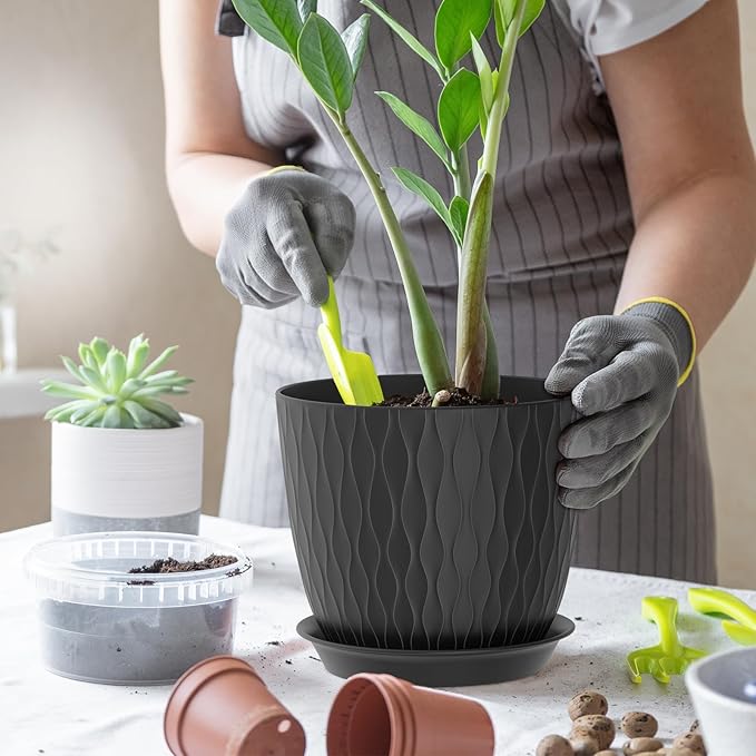7 inch Plant Pots, 5 Pack Flower Pots - Image 4