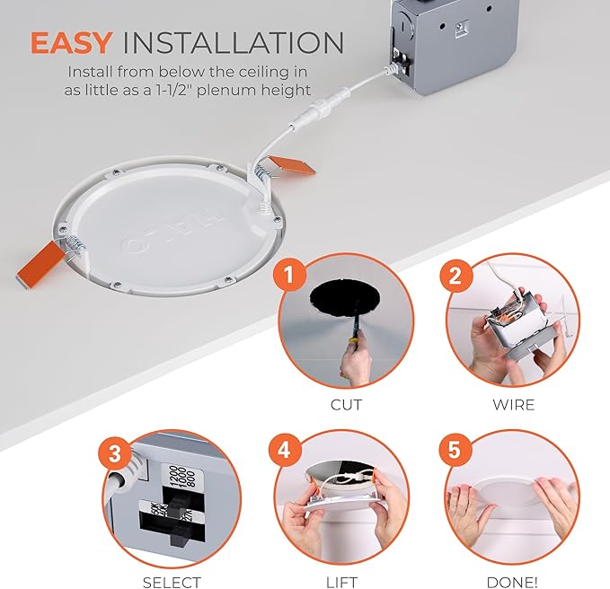 HALO HLB 6 in LED Recessed Lighting Canless Dimmable Wet Location Selectable - Image 4