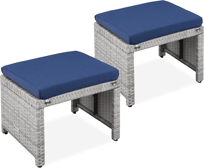 Best Choice Products Set of 2 Wicker Ottomans, Additional Seating, Side Table by BestChoiceProducts