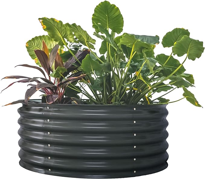 Vego garden 17" Tall 42" Round Raised Garden Bed Metal Raised Bed Planter Box by VegoGarden