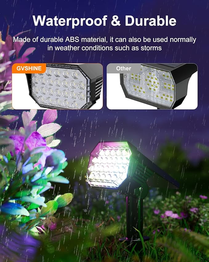 6 Pack Color Changing Solar Powered Outdoor Spot Lights Outside Landscape - Image 7