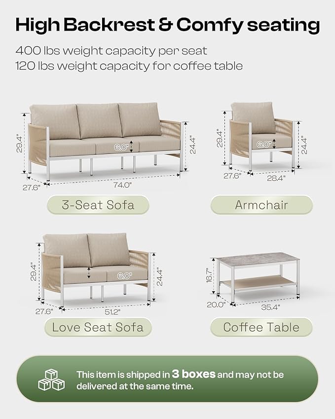 Aluminum Outdoor Patio Furniture Set - Image 7