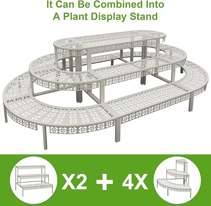 aboxoo 3 Tiers Metal Plant Stand, Rectangular Ladder Flower Pots Outdoor Plant - Image 6