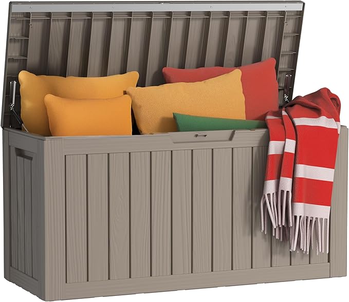 80 Gallon Waterproof Resin Deck Box, UV Resistant Outdoor Storage by KFY
