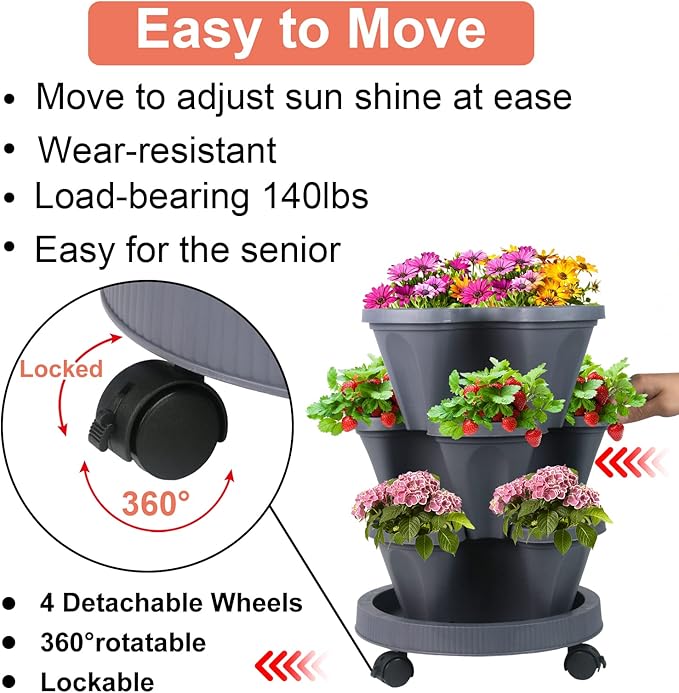 DUNCHATY Stackable Planter, Vertical Garden Planter - Image 6