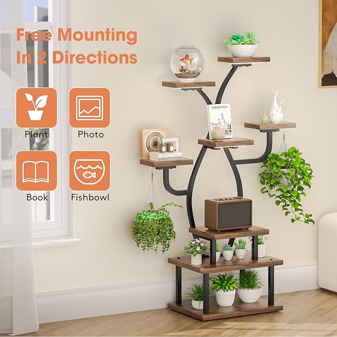 Plant Stand Indoor with Grow Light, 8 Tiered 48" Small Plant Shelf, Corner - Image 4