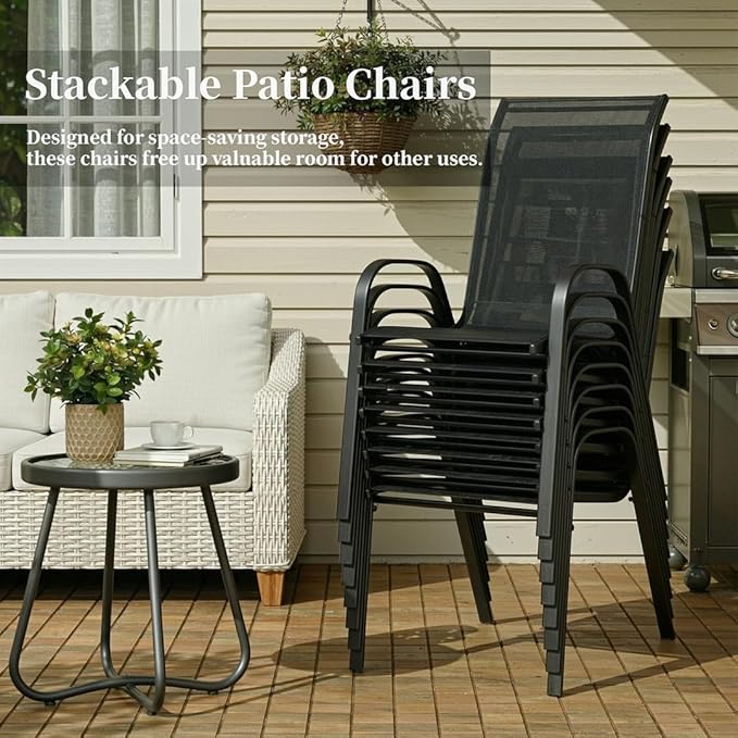 MAMIZO Patio Dining Chairs, Stackable All Weather Teslin Chair, Heavy Duty - Image 6