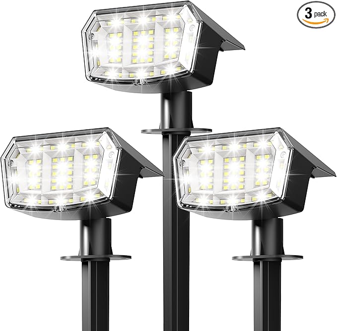 Solar Lights Outdoor Waterproof IP65, 63 LED 3 Lighting Modes Solar Powered by AUDERWIN
