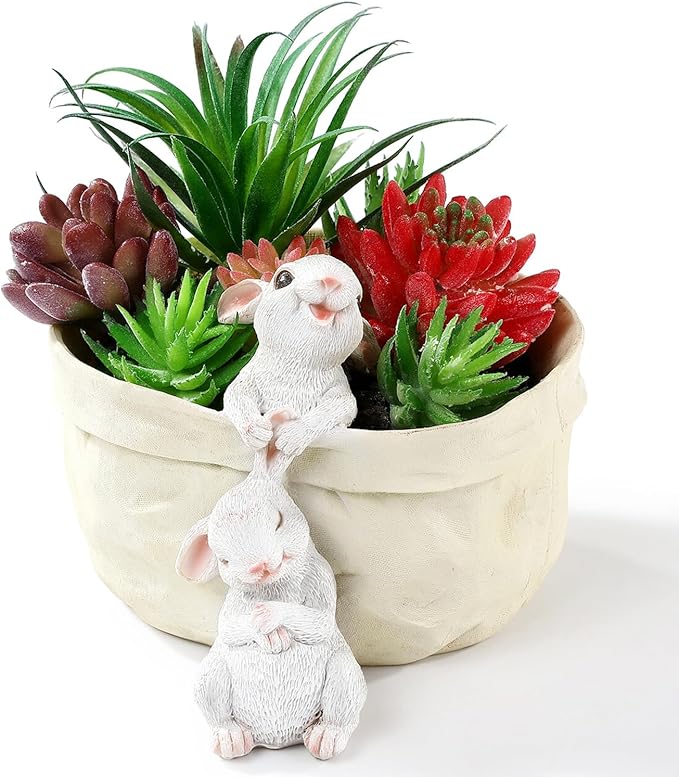 Rabbit Flower Pot Succulent Planter Garden Pots, Decorative Flower Pot by WONDHOME