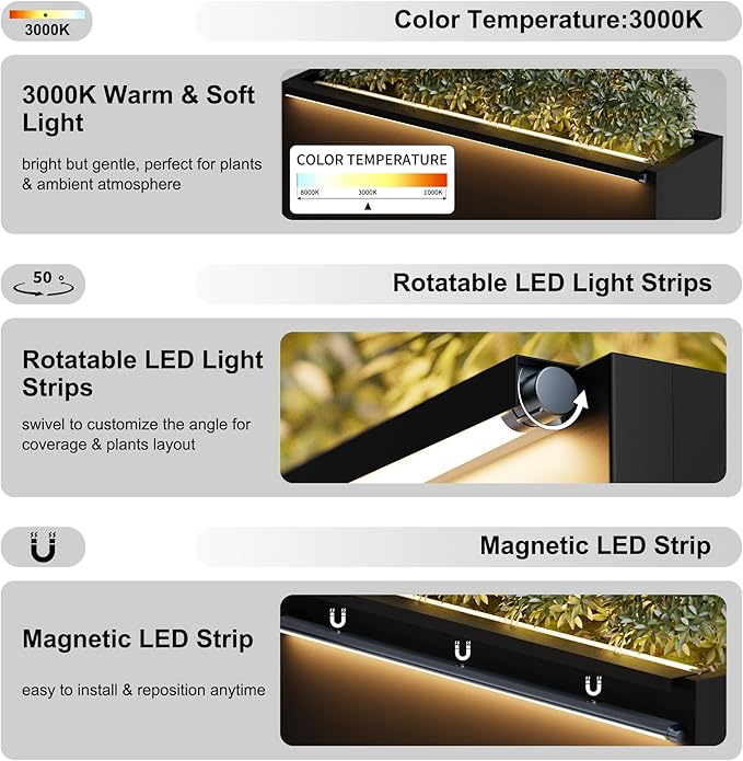 GSK 30" L Black LED Metal Planter Rectangle Flower Box Light Strips ×2 - Image 4