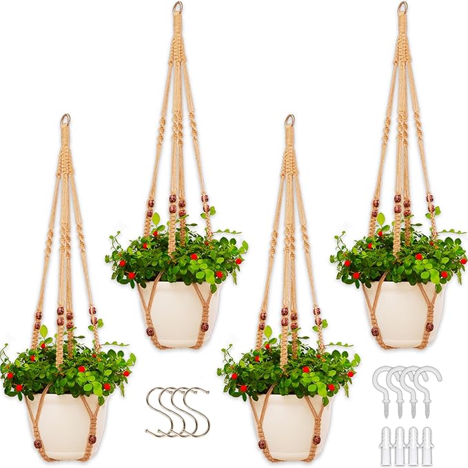 Macrame Plant Hanger Indoor Set, Hanging Planters by petonfun