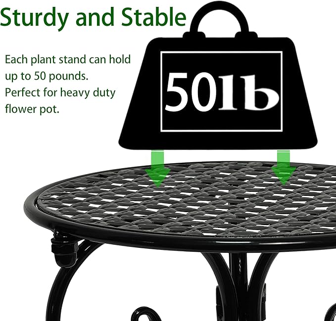 4-Pack Metal Plant Stand for Indoor Outdoor, Heavy Duty Flower Pot Stands for - Image 3