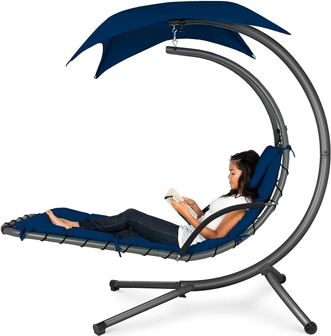 Best Choice Products Outdoor Hanging Curved Steel Chaise Lounge Chair Swing by BestChoiceProducts