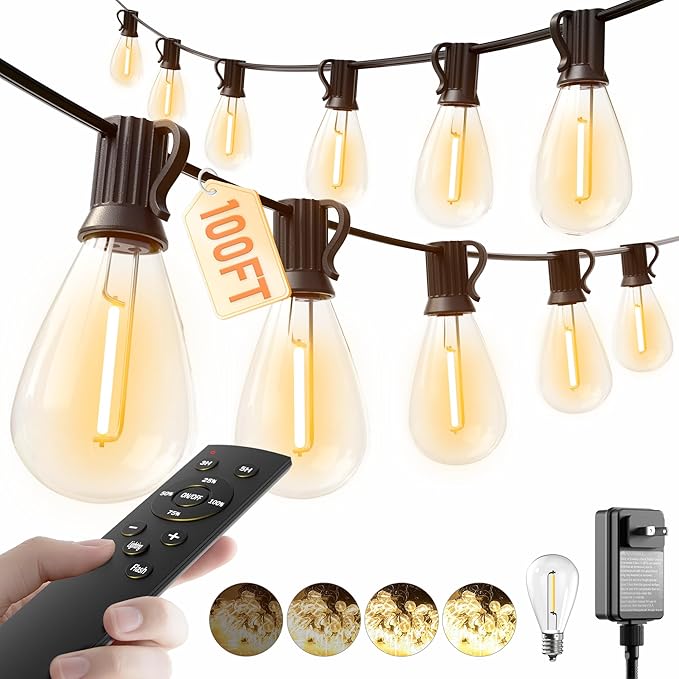 luckystyle 100FT LED Outdoor String Lights by luckystyle