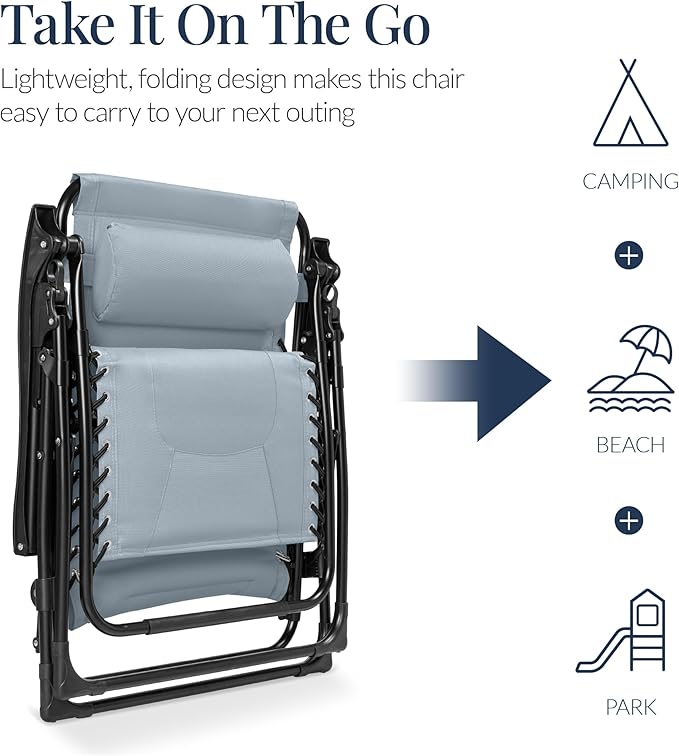Best Choice Products Oversized Padded Zero Gravity Chair, Folding Outdoor Patio - Image 5