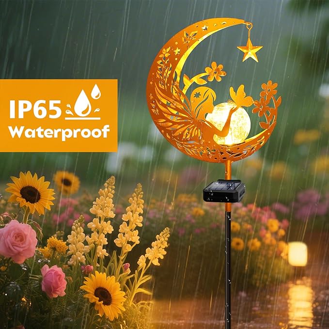 YJFWAL Garden Solar Fairy Lights Pathway Stake Lights Glass Globe - Image 2