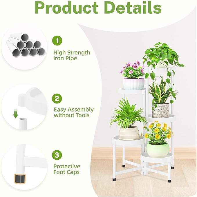 iDavosic.ly 5 Tier Folding Plant Stand Indoor Outdoor - Image 4