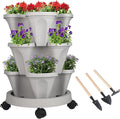 GameXcel Vertical Planter 3 Tier Stackable Planters Garden Planters Strawberry by GameXcel