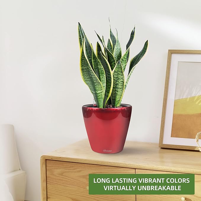 Dexceder 9x8 Inches High Gloss Self Watering Planter Indoor Outdoor, Inner Pot - Image 6