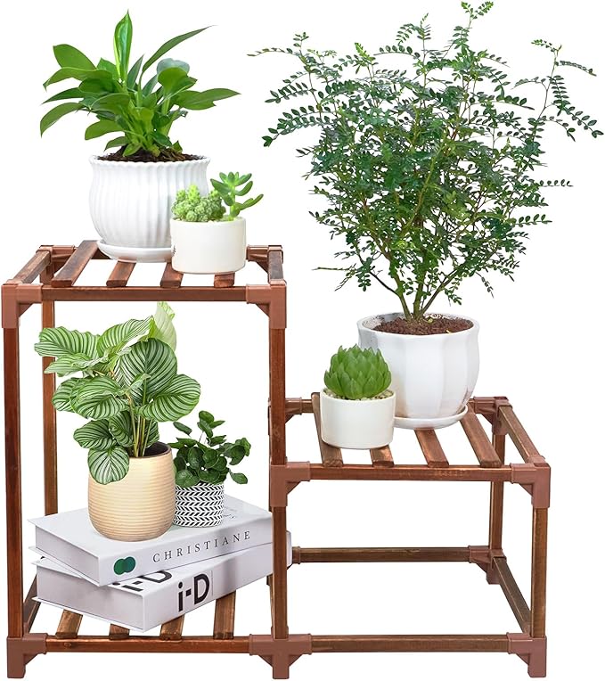 XXXFLOWER Plant Stand Indoor Outdoor 3 Tiers Wood Plant Shelf by XXXFLOWER