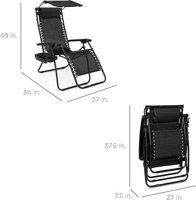 Best Choice Products Folding Zero Gravity Outdoor Recliner Patio Lounge Chair - Image 3