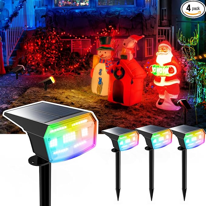 HIBOITEC Solar Spot Lights Outdoor Color Changing 59LED Landscape Lighting by HIBOITEC