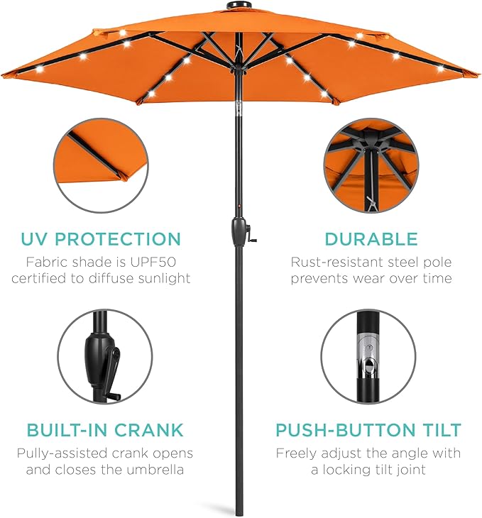 Best Choice Products 7.5ft Outdoor Solar Market Table Patio Umbrella - Image 5