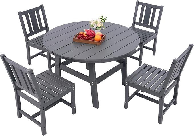 AMERLIFE 5 Piece HDPE Outdoor Dining Table & Chairs Set, All-Weather Patio - Image 9