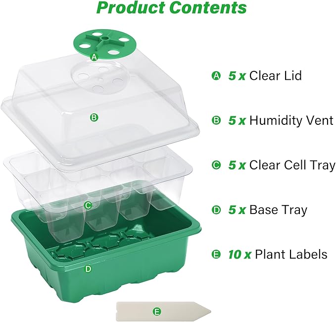 Bonviee 5-Pack Seed Starter Trays, Seed Starter Kit - Image 2